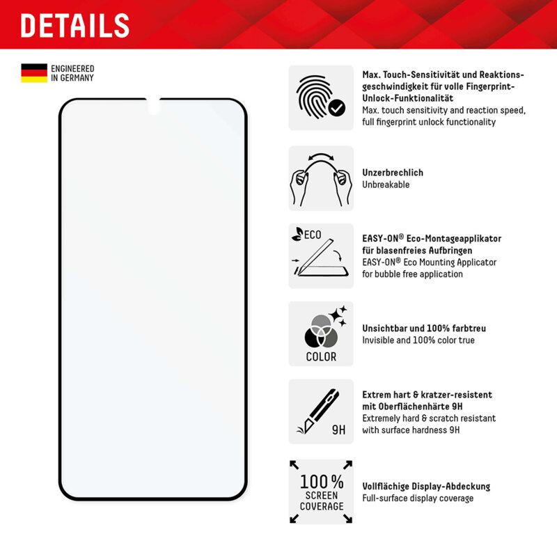 Folie premium Samsung Galaxy S22 5G Displex Pro Touch FlexiGlass Eco, negru