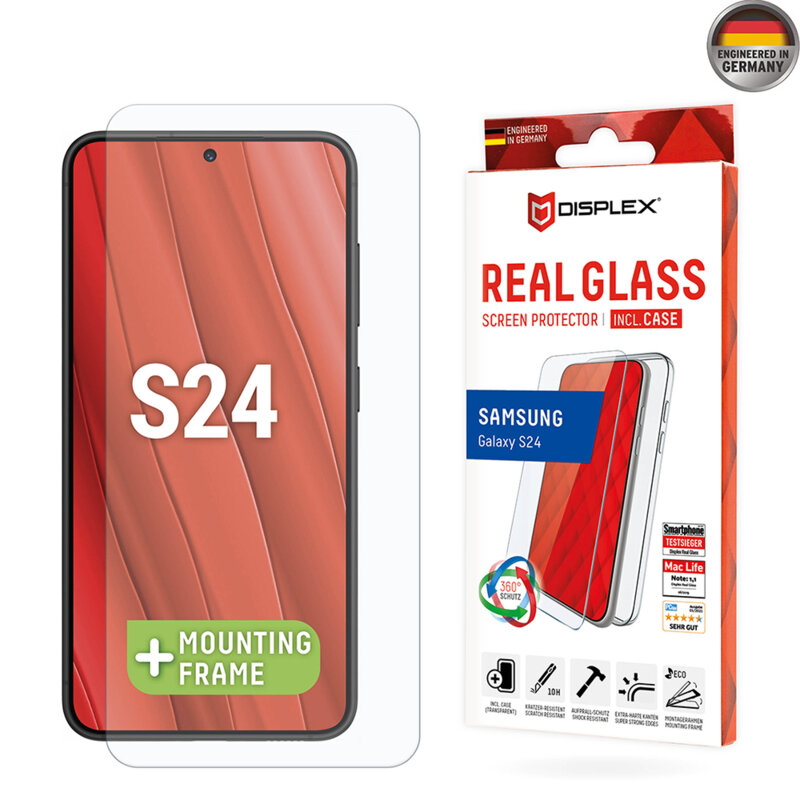 [Folie sticla + husa] premium Samsung Galaxy S24 Displex Real Glass, transparenta