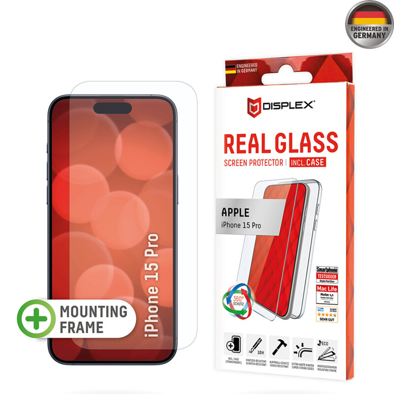 [Folie sticla + husa] premium iPhone 15 Pro Displex Real Glass, transparenta