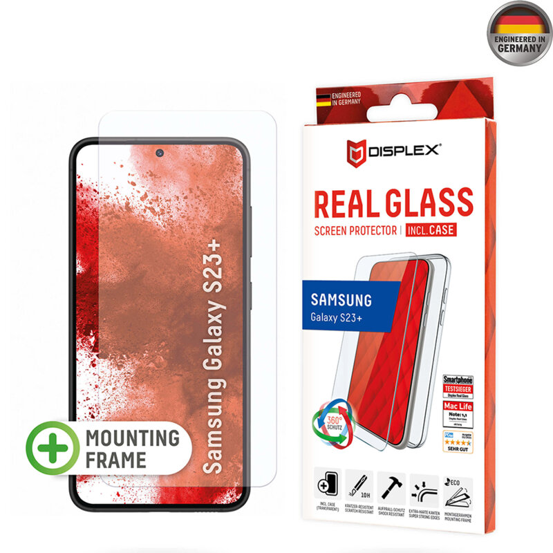 [Folie sticla + husa] premium Samsung Galaxy S23 Plus Displex Real Glass, transparenta