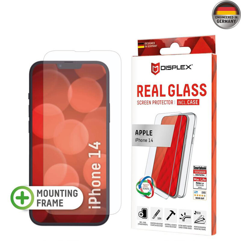 [Folie sticla + husa] premium iPhone 14 Displex Real Glass, transparenta