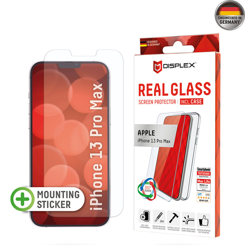 [Folie sticla + husa] premium iPhone 13 Pro Max Displex Real Glass, transparenta