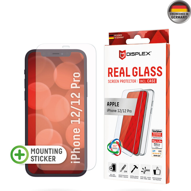 [Folie sticla + husa] premium iPhone 12 Pro Displex Real Glass, transparenta