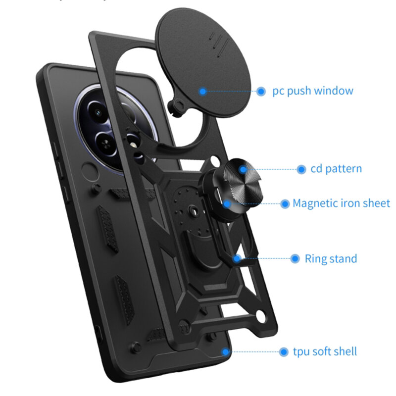Husa Realme 12+ protectie camera Techsuit CamShield Series, negru