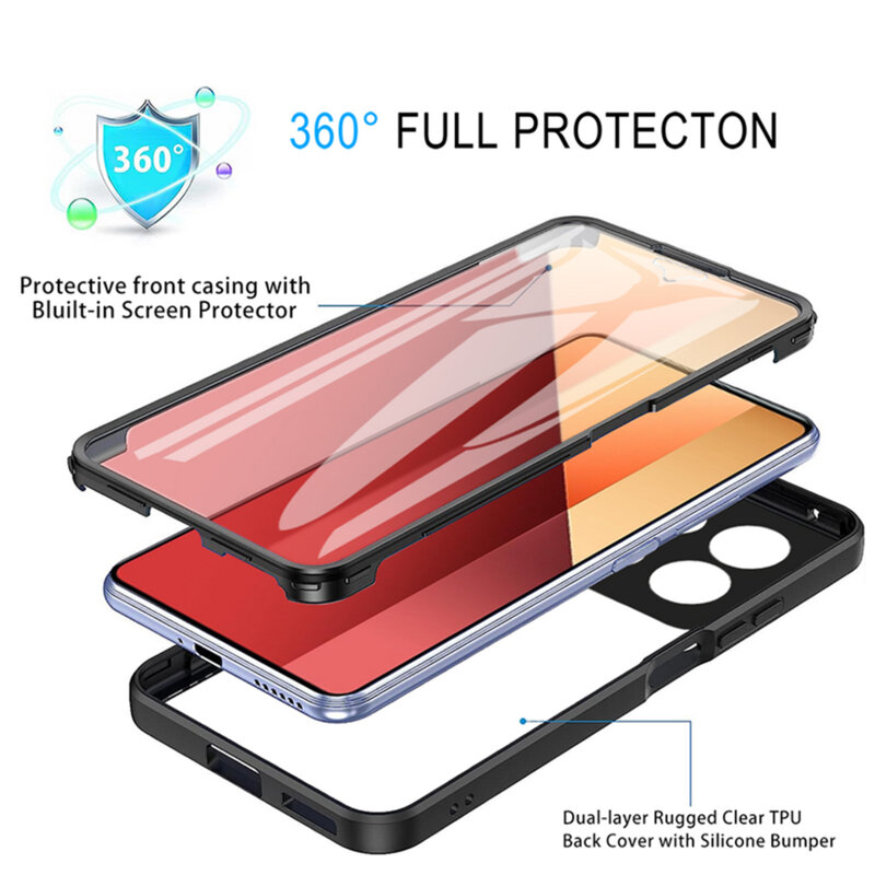 Husa 360° Xiaomi Redmi Note 13 Pro 4G Techsuit ColorVerse, negru