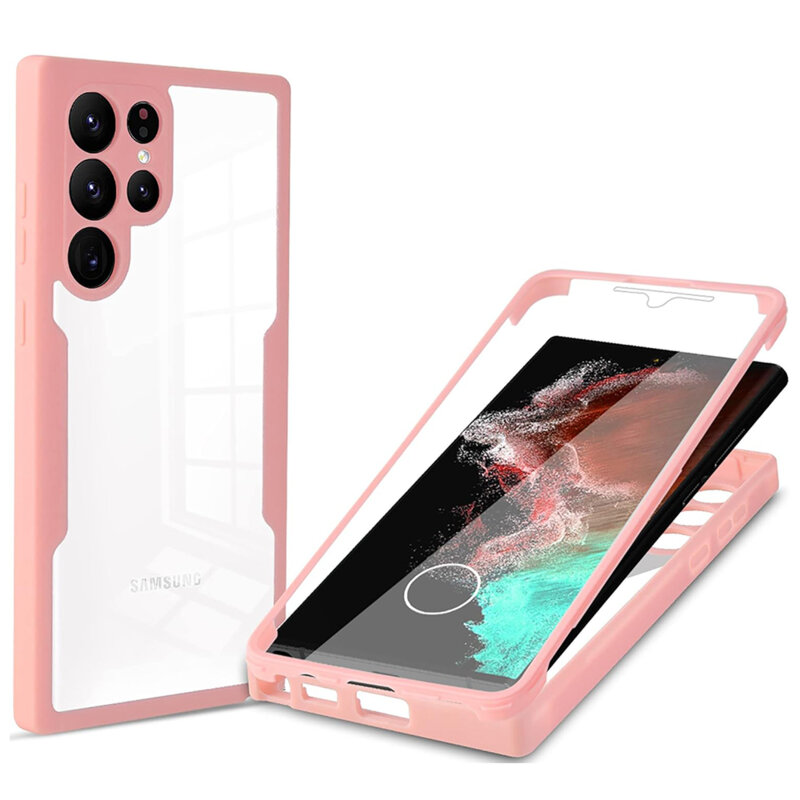 Husa 360° Samsung Galaxy S23 Ultra Techsuit ColorVerse, roz