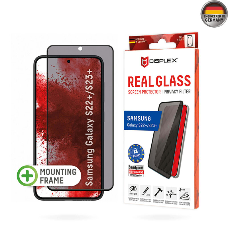 Folie sticla premium Samsung Galaxy S23 Plus Displex Real Glass Privacy Full Cover, negru