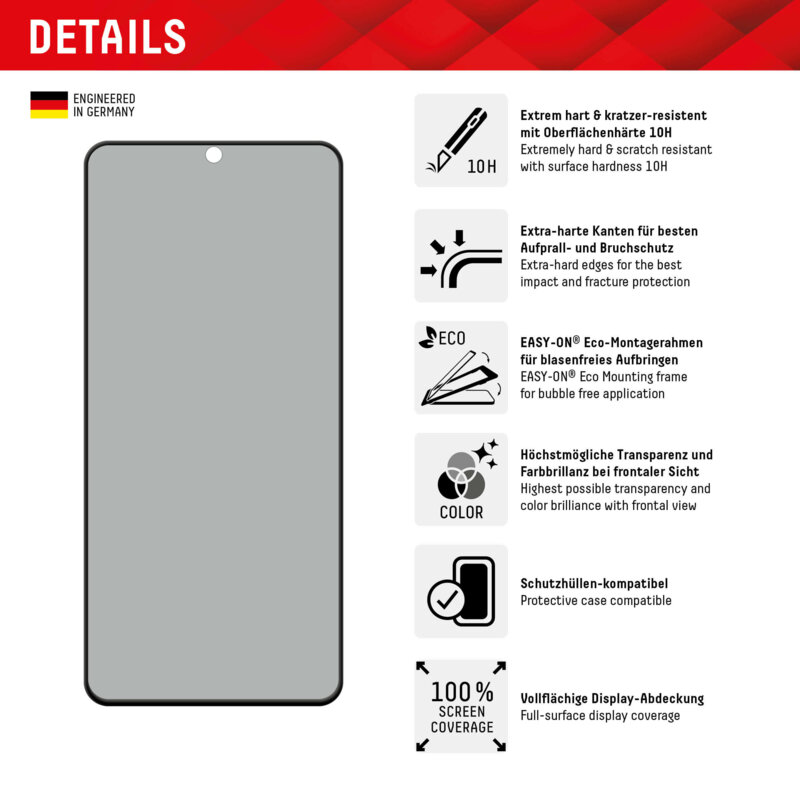 Folie sticla premium Samsung Galaxy S23 Plus Displex Real Glass Privacy Full Cover, negru
