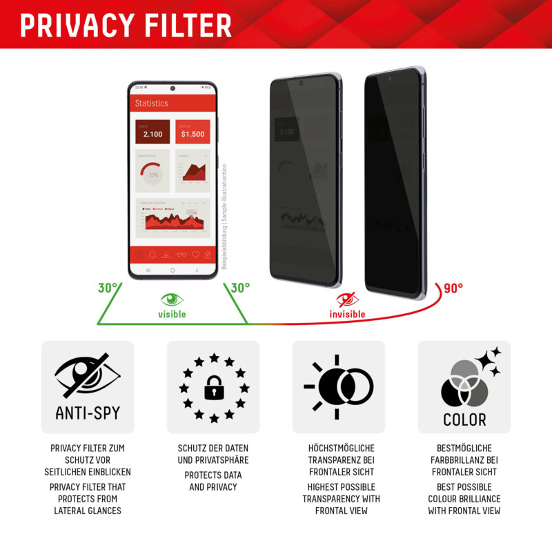 Folie sticla premium Samsung Galaxy S23 Plus Displex Real Glass Privacy Full Cover, negru