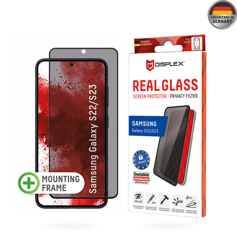 Folie sticla premium Samsung Galaxy S22 5G Displex Real Glass Privacy Full Cover, negru
