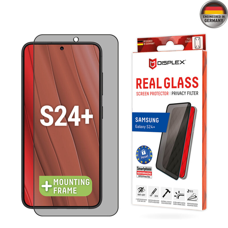 Folie sticla premium Samsung Galaxy S24 Plus Displex Real Glass Privacy Full Cover, negru