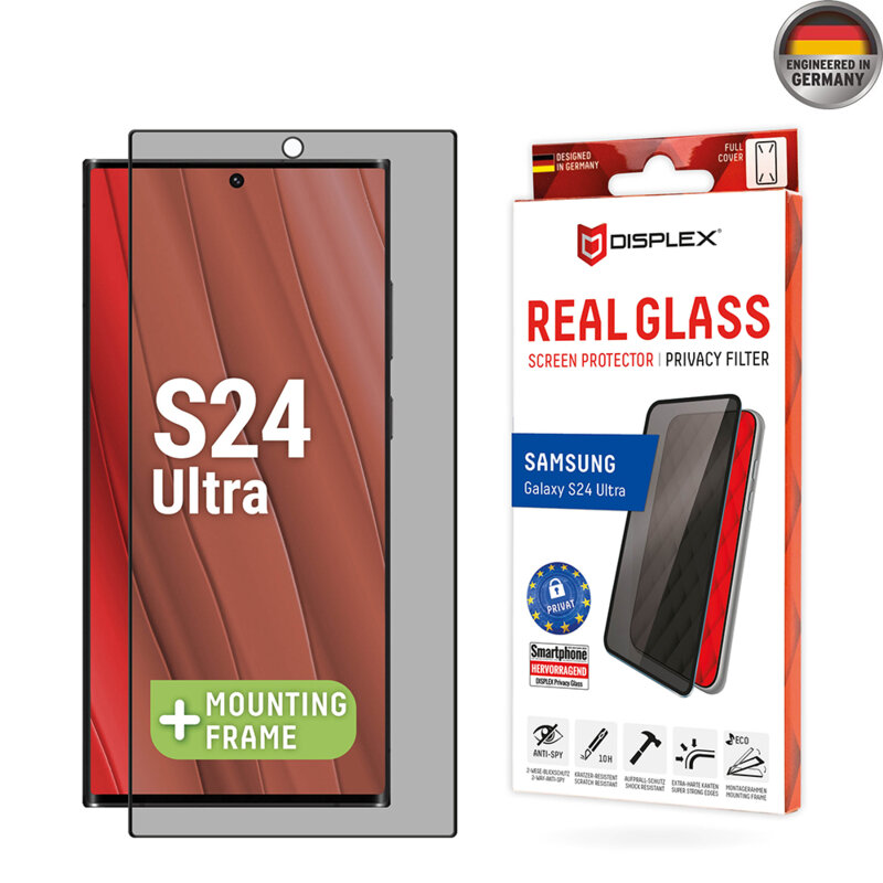 Folie sticla premium Samsung Galaxy S24 Ultra Displex Real Glass Privacy Full Cover, negru