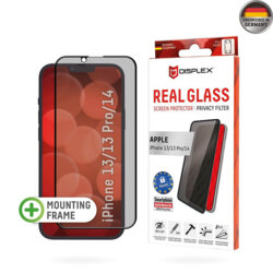 Folie sticla premium iPhone 13 Displex Real Glass Privacy Full Cover, negru