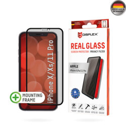 Folie sticla premium iPhone X, iPhone 10 Displex Real Glass Privacy Full Cover, negru