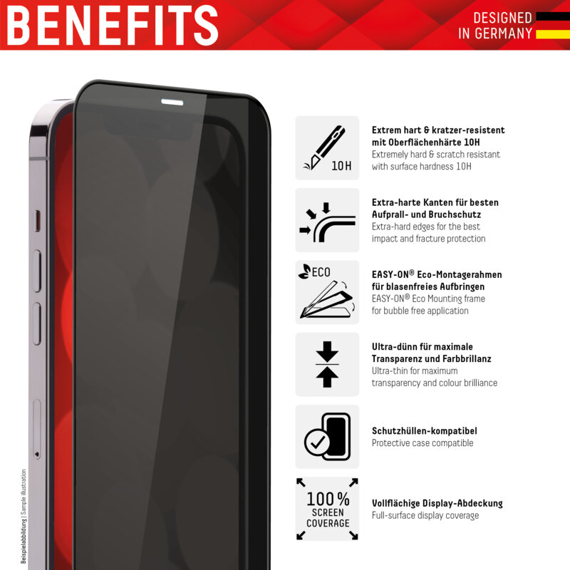 Folie sticla premium iPhone X, iPhone 10 Displex Real Glass Privacy Full Cover, negru