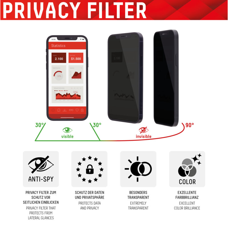 Folie sticla premium iPhone XR Displex Real Glass Privacy Full Cover, negru