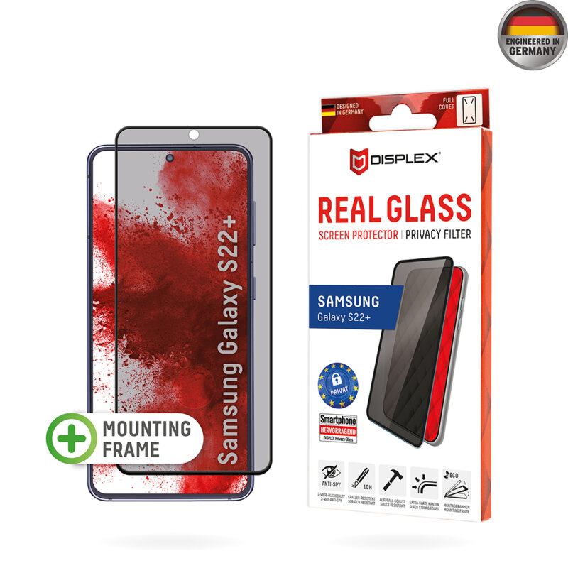 Folie sticla premium Samsung Galaxy S22 Plus 5G Displex Real Glass Privacy Full Cover, negru