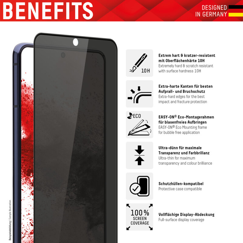 Folie sticla premium Samsung Galaxy S22 Plus 5G Displex Real Glass Privacy Full Cover, negru