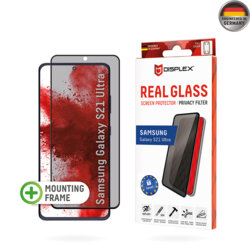 Folie sticla premium Samsung Galaxy S21 Ultra 5G Displex Real Glass Privacy Full Cover 3D, negru