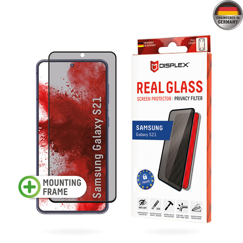 Folie sticla premium Samsung Galaxy S21 5G Displex Real Glass Privacy Full Cover, negru