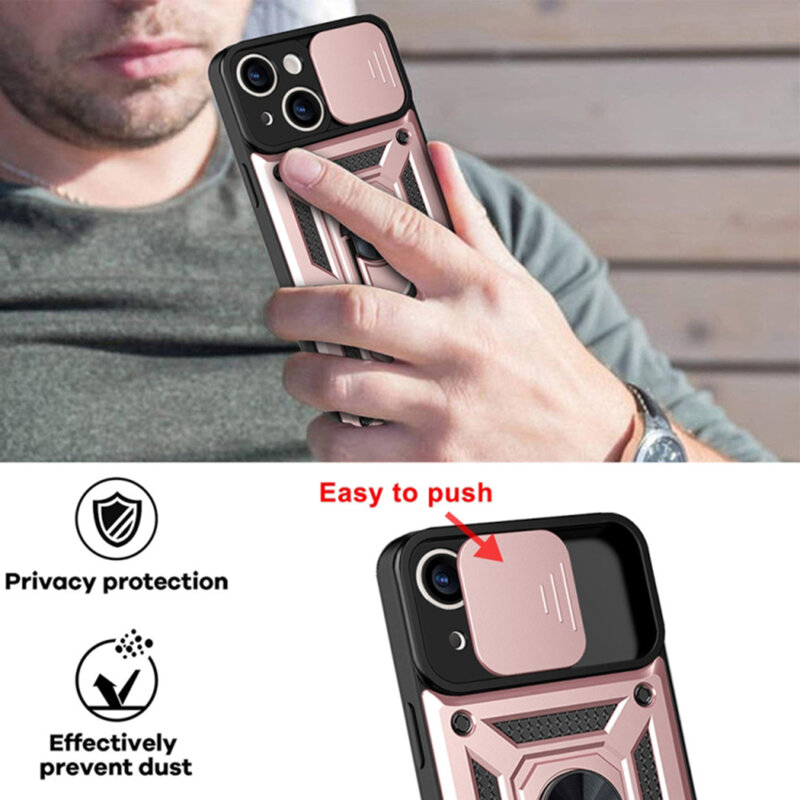 Husa iPhone 14 Pro protectie camera Techsuit CamShield Series, roz