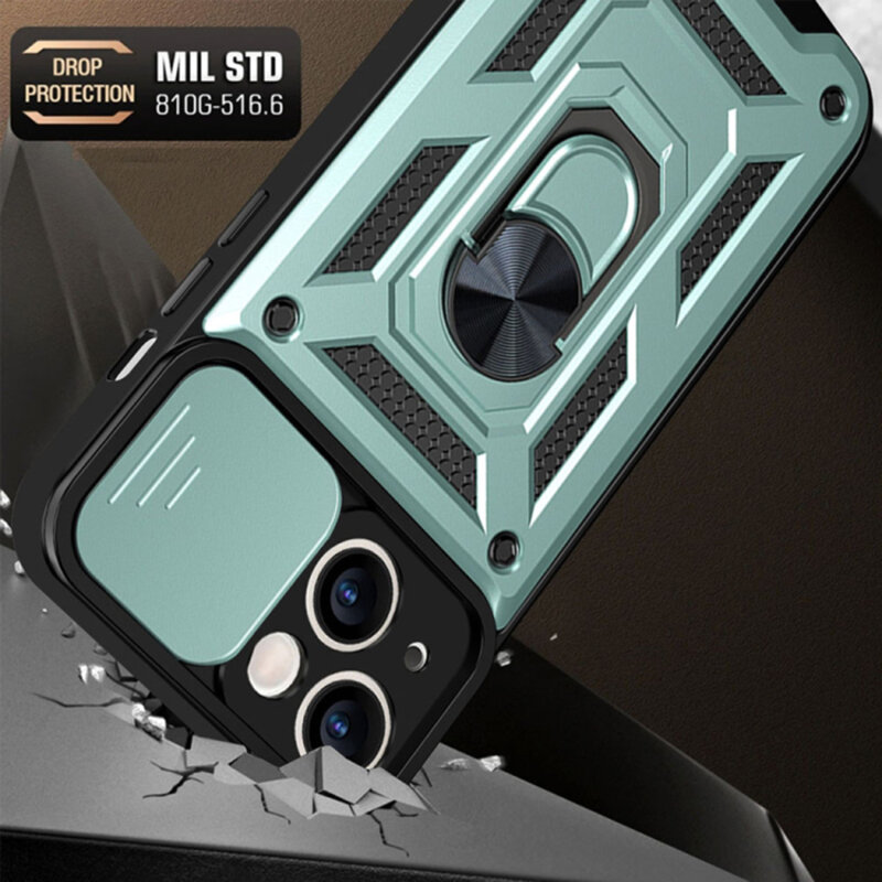 Husa iPhone 14 Pro protectie camera Techsuit CamShield Series, verde