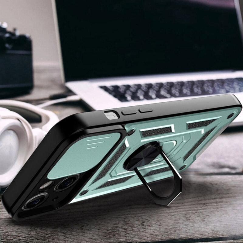 Husa iPhone 14 Pro protectie camera Techsuit CamShield Series, verde