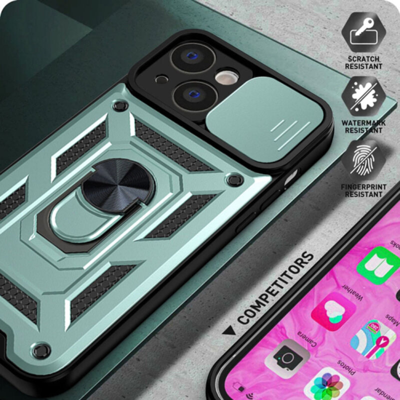 Husa iPhone 14 Pro protectie camera Techsuit CamShield Series, verde