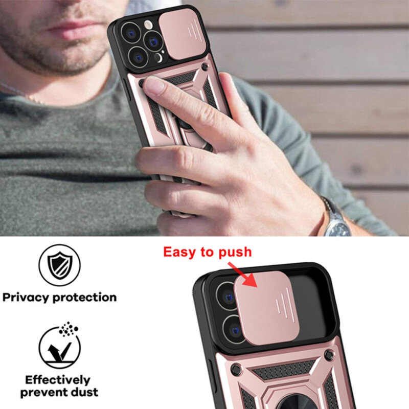 Husa iPhone 13 Pro protectie camera Techsuit CamShield Series, roz