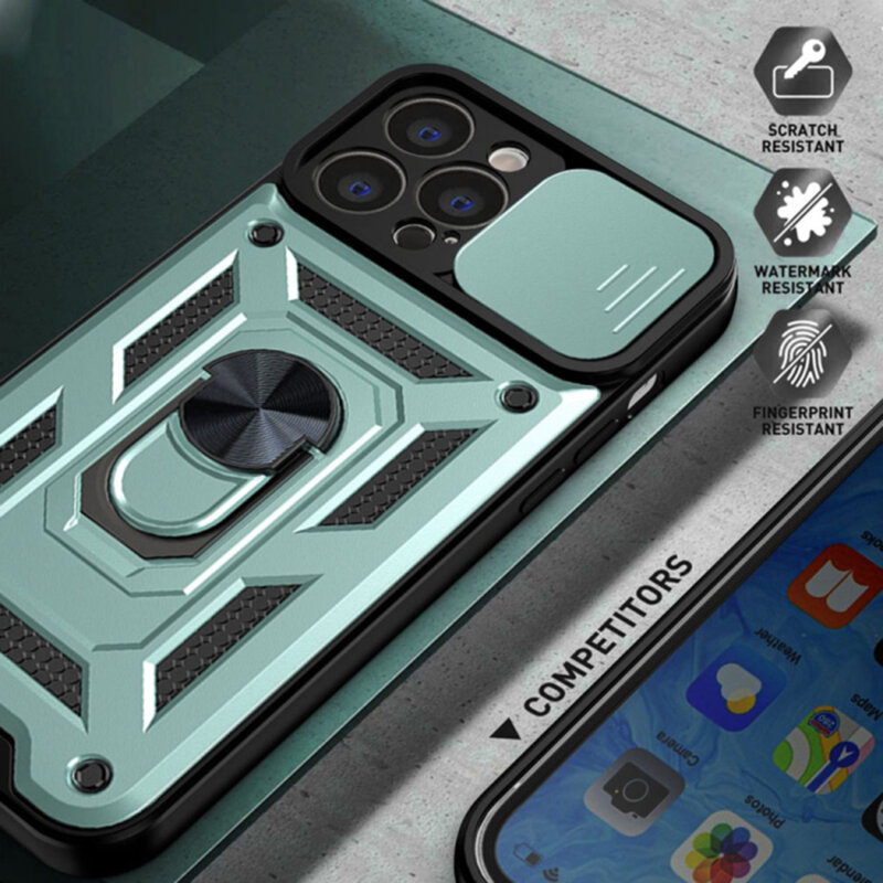 Husa iPhone 13 Pro protectie camera Techsuit CamShield Series, verde