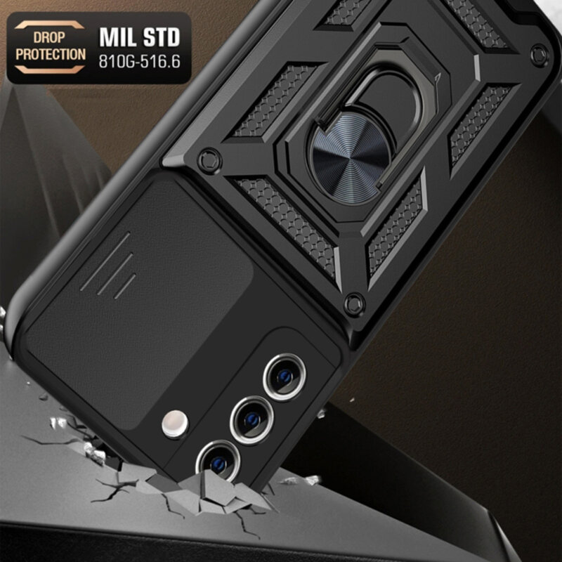 Husa Samsung Galaxy S21 Plus 5G protectie camera Techsuit CamShield Series, negru