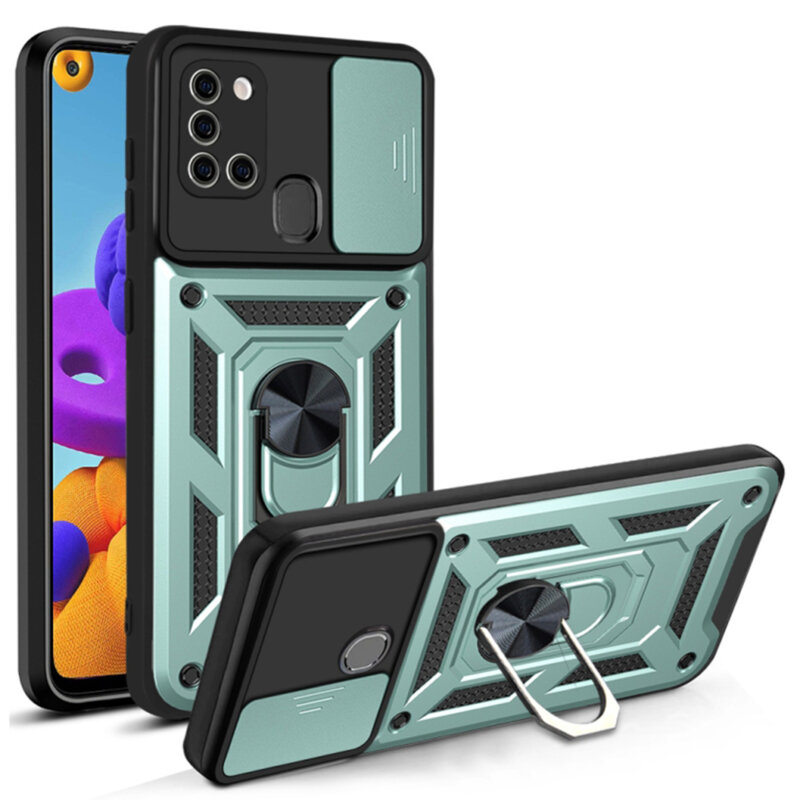 Husa Samsung Galaxy A21s protectie camera Techsuit CamShield Series, verde