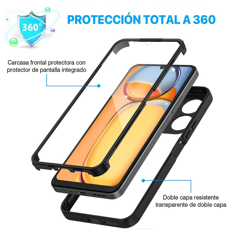 Husa 360° Xiaomi Redmi 13C 4G Techsuit ColorVerse, negru