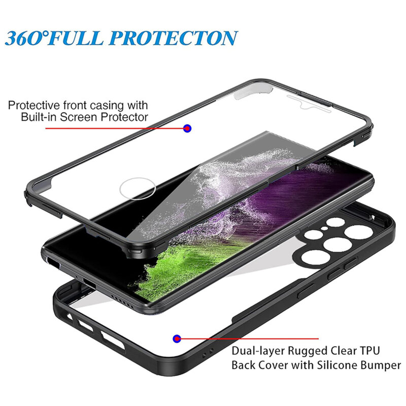 Husa 360° Samsung Galaxy S22 Ultra 5G Techsuit ColorVerse, albastru