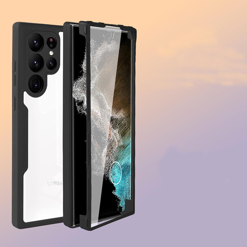 Husa 360° Samsung Galaxy S22 Ultra 5G Techsuit ColorVerse, roz