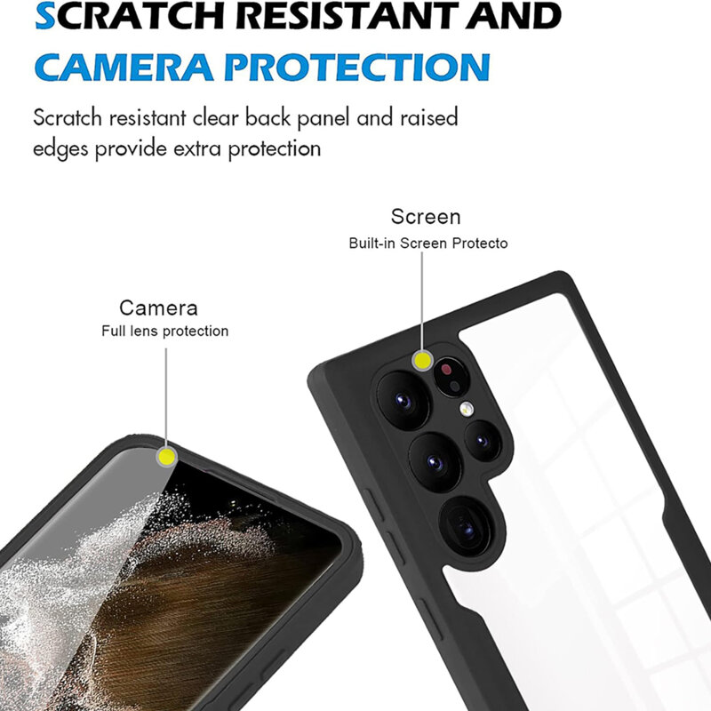 Husa 360° Samsung Galaxy S22 Ultra 5G Techsuit ColorVerse, negru
