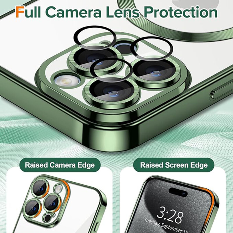 Husa premium iPhone 15 Pro Max Techsuit Luxury Crystal MagSafe, verde inchis