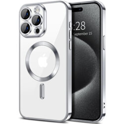 Husa premium iPhone 15 Pro Max Techsuit Luxury Crystal MagSafe, argintiu