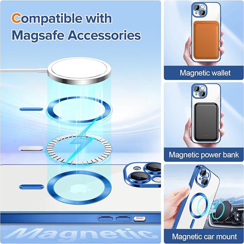 Husa premium iPhone 15 Plus Techsuit Luxury Crystal MagSafe, verde deschis