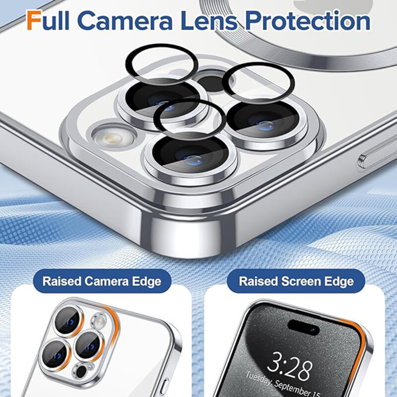 Husa premium iPhone 15 Pro Techsuit Luxury Crystal MagSafe, argintiu