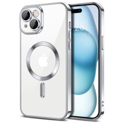 Husa premium iPhone 15 Techsuit Luxury Crystal MagSafe, argintiu