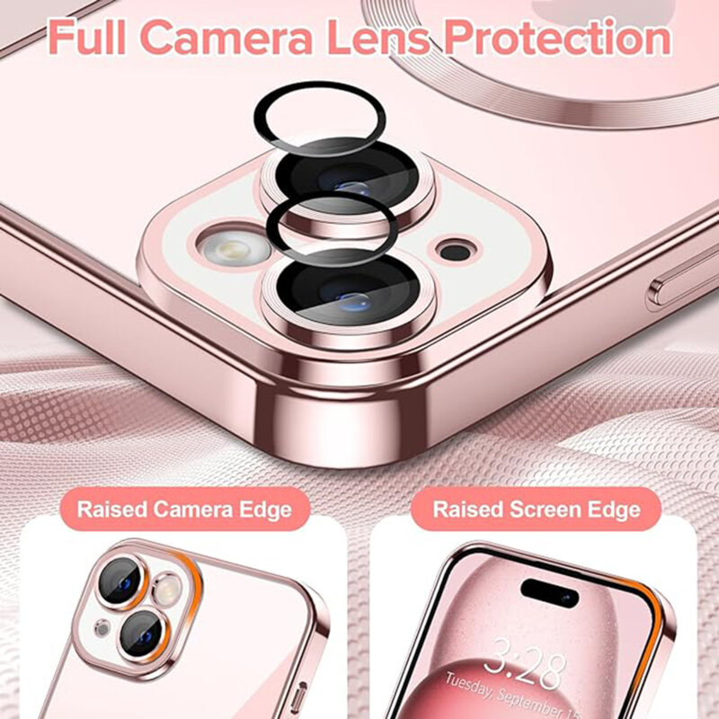 Husa premium iPhone 15 Techsuit Luxury Crystal MagSafe, roz