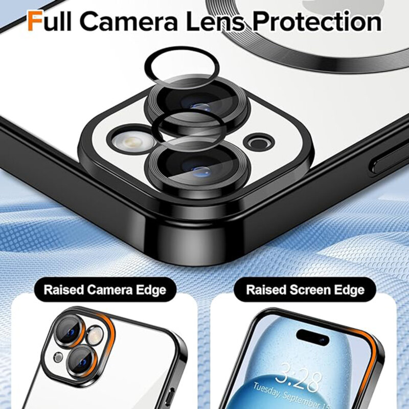 Husa premium iPhone 15 Techsuit Luxury Crystal MagSafe, negru