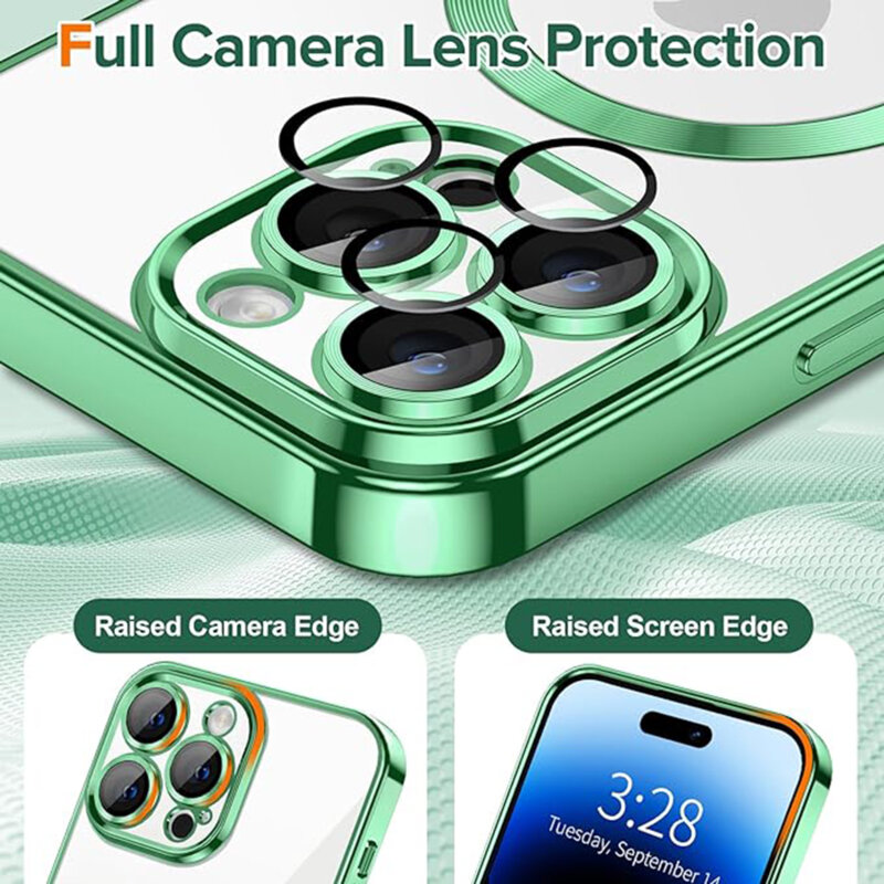 Husa premium iPhone 14 Pro Max Techsuit Luxury Crystal MagSafe, verde deschis