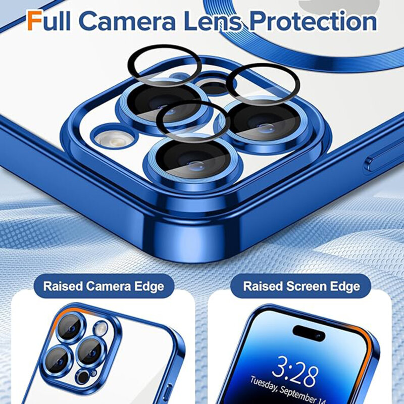 Husa premium iPhone 14 Pro Max Techsuit Luxury Crystal MagSafe, albastru