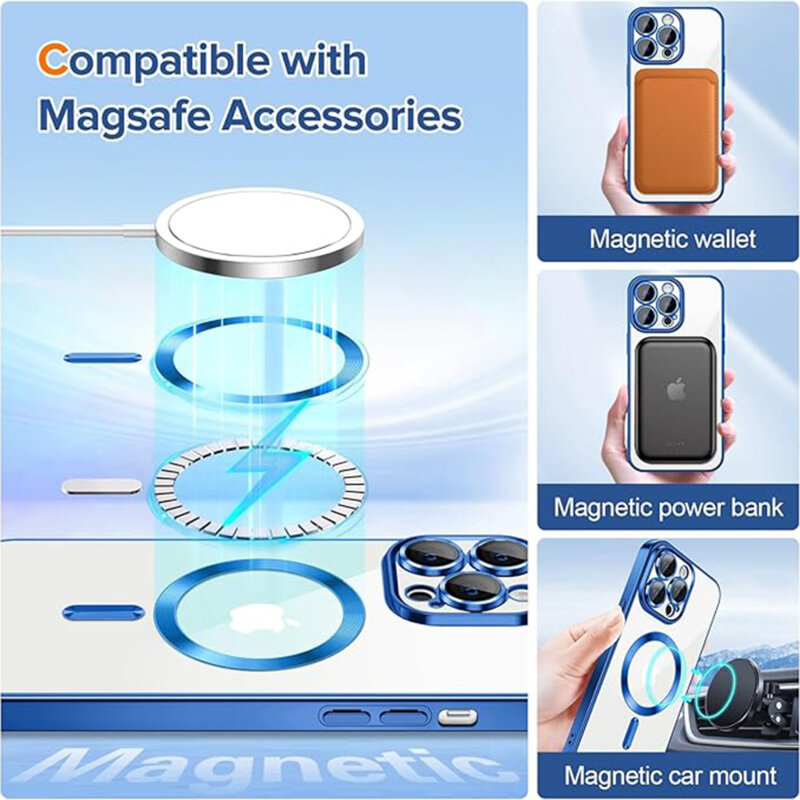 Husa premium iPhone 14 Pro Max Techsuit Luxury Crystal MagSafe, albastru