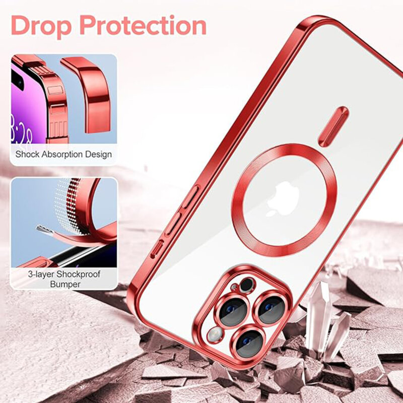 Husa premium iPhone 14 Pro Max Techsuit Luxury Crystal MagSafe, rosu