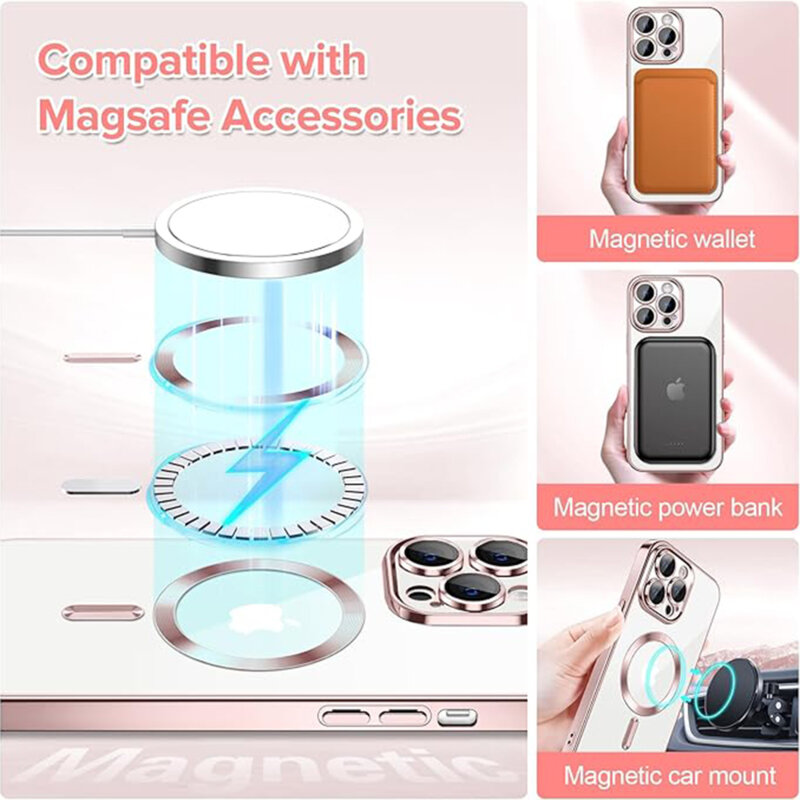 Husa premium iPhone 14 Pro Max Techsuit Luxury Crystal MagSafe, roz