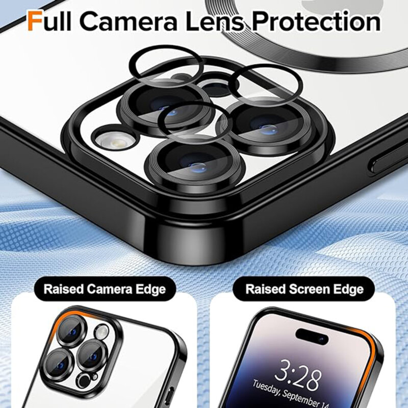 Husa premium iPhone 14 Pro Techsuit Luxury Crystal MagSafe, negru