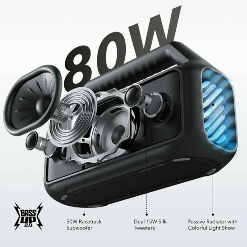 Boxa portabila Bluetooth Anker Boom 2, IPX7, lumini RGB